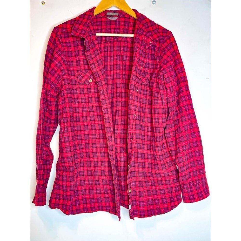 Eddie Bauer Plaid Shirt Classic Fit‎ Red Long Sleeve 2XL